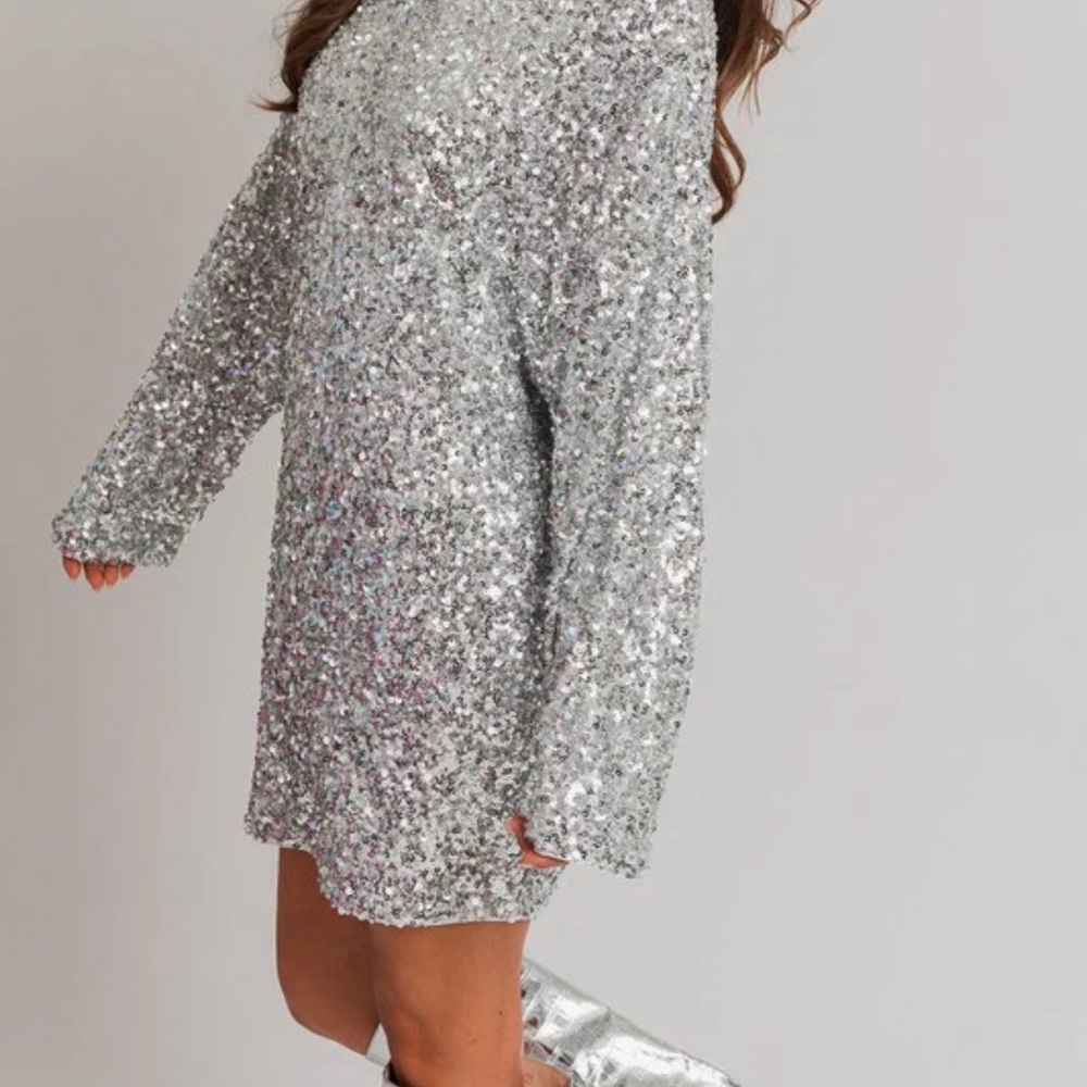 Silver Sequin Dress - image 3